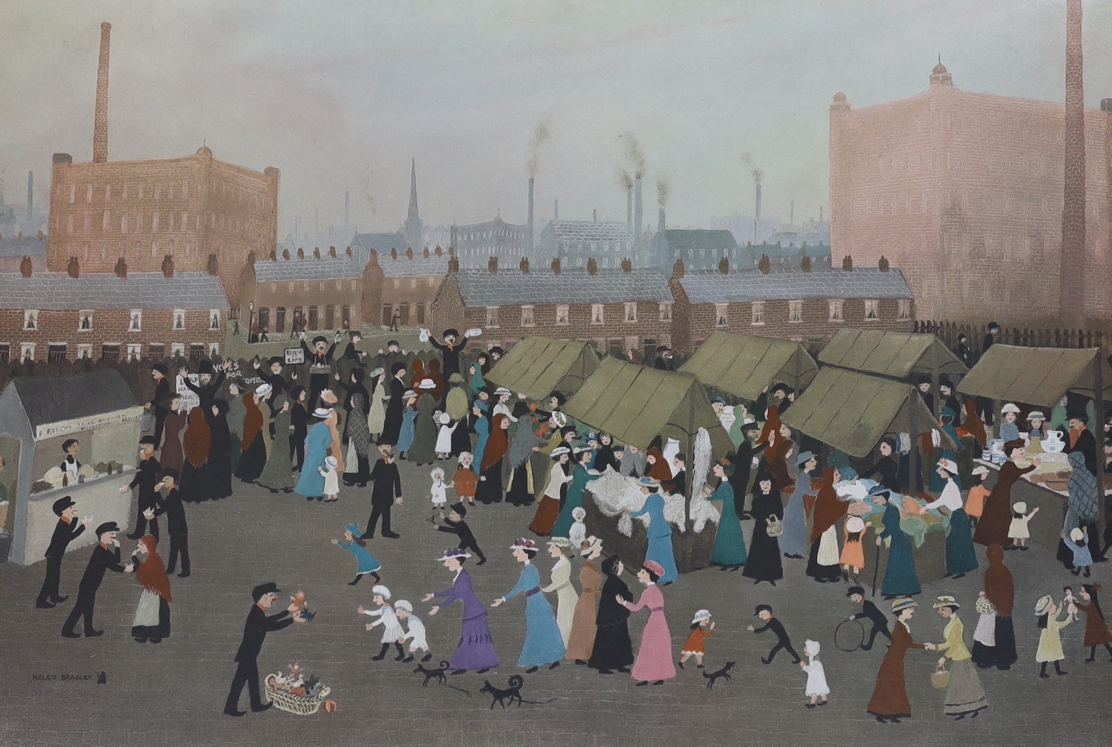 Helen Bradley (1900-1979), limited edition print, 'Miss Carter goes to Market', signed in pencil, 49 x 71cm